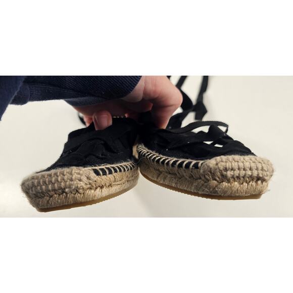 Bonni Canvas Espadrille Sandal sz 7 black lace up sandals coquette preppy NWOT - Picture 4 of 7